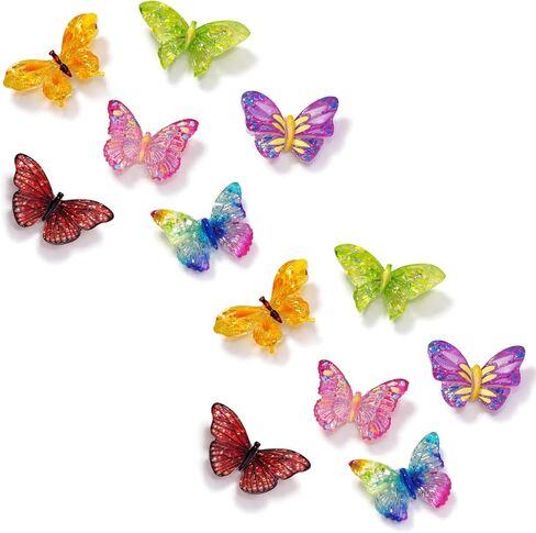 12PCS Butterfly Shoe Charms Set, Colorful PVC Butterfly Animals Decoration Charms for Shoes, Wristbands, Sandals, Bracelets, Bags, Gifts for Birthday, Holidays and Special Occasions in Saudi Arabia
