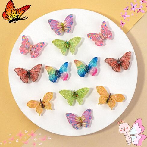 12PCS Butterfly Shoe Charms Set, Colorful PVC Butterfly Animals Decoration Charms for Shoes, Wristbands, Sandals, Bracelets, Bags, Gifts for Birthday, Holidays and Special Occasions in Saudi Arabia