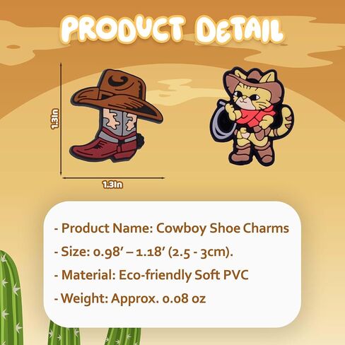 Horse Cowboy Shoe Charms Set 11PCS, Western Cowboy PVC Charms for Clogs and Sandals, Boot Accessories, Party Favors, Decorations Gifts in Saudi Arabia