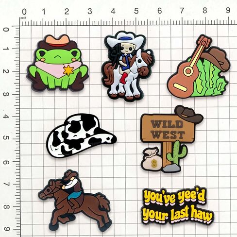 Horse Cowboy Shoe Charms Set 11PCS, Western Cowboy PVC Charms for Clogs and Sandals, Boot Accessories, Party Favors, Decorations Gifts in Saudi Arabia