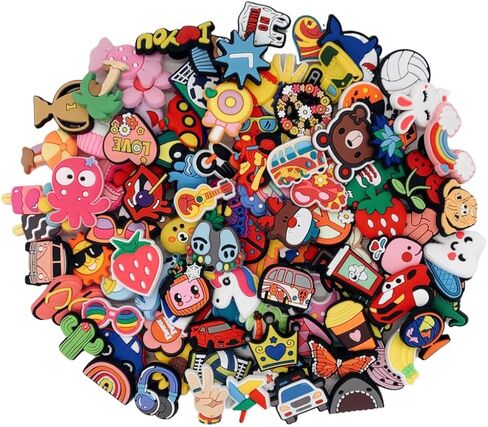 100PCS Assorted Cute Clogs Charms, DIY Footwear Decoration Kit, Great Christmas/Birthday Gift Idea for Kids-ZXJ-HZ100 in Kuwait