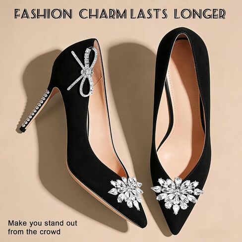 3 Pairs Rhinestone Shoe Clips for Women Dress Shoes, Decorative Shoe Clips with Snowflake, Pearl & Bow Designs, Removable Shoe Clips for Heels, Shoes, Scarves & Hats in Kuwait