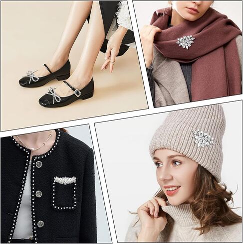 3 Pairs Rhinestone Shoe Clips for Women Dress Shoes, Decorative Shoe Clips with Snowflake, Pearl & Bow Designs, Removable Shoe Clips for Heels, Shoes, Scarves & Hats in Kuwait