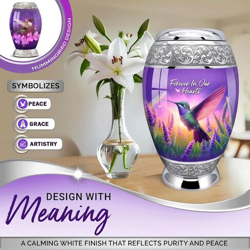 Urns for Human Ashes Adult Female Set of 6 - Hummingbird Urns for Ashes for Women - Purple Urns for Sharing Ashes - Honor Loved Ones with Love and Grace in Saudi Arabia