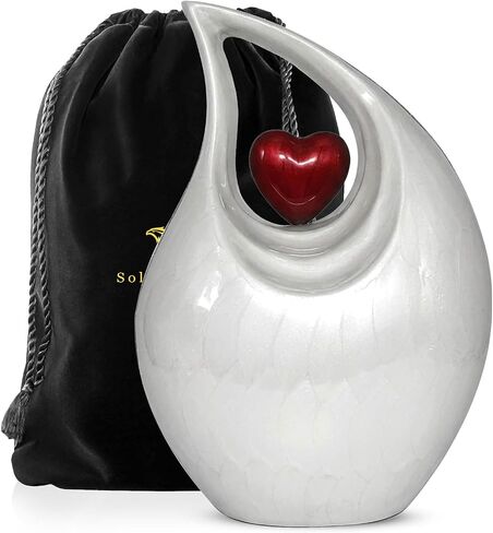 Urn for Ashes - Decorative Metallic Urns for Human Ashes Adult Men & Women - Handcrafted Funeral Cremation Urn for Male & Female - Honor Your Loved One with Burial Urns (White, Large) in Saudi Arabia