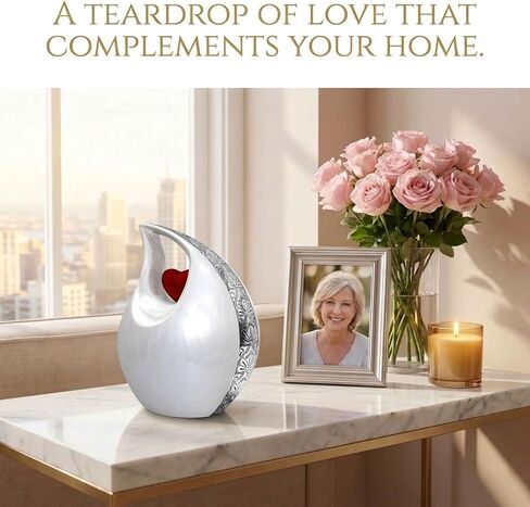 Urn for Ashes - Decorative Metallic Urns for Human Ashes Adult Men & Women - Handcrafted Funeral Cremation Urn for Male & Female - Honor Your Loved One with Burial Urns (White, Large) in Saudi Arabia