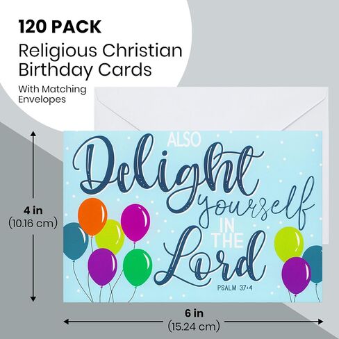 Birthday Cards 120PK with 6 Bible Verses – Christian Birthday Cards Bulk, Religious Greeting Cards with Envelopes, Scripture Cards for Men & Women, Inspirational Christian Cards for Any Occasion in Kuwait