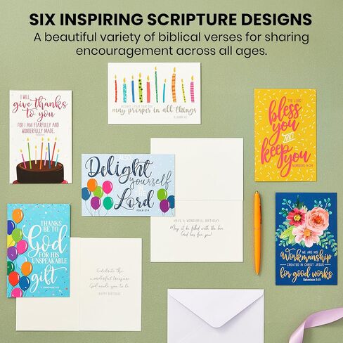Birthday Cards 120PK with 6 Bible Verses – Christian Birthday Cards Bulk, Religious Greeting Cards with Envelopes, Scripture Cards for Men & Women, Inspirational Christian Cards for Any Occasion in Kuwait