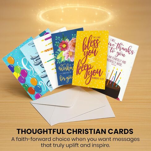 Birthday Cards 120PK with 6 Bible Verses – Christian Birthday Cards Bulk, Religious Greeting Cards with Envelopes, Scripture Cards for Men & Women, Inspirational Christian Cards for Any Occasion in Kuwait