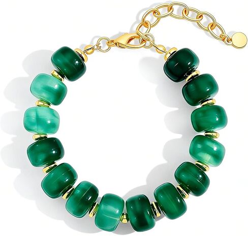 Bohemian Initial Beaded Bracelets for Women Waterproof Chunky Colorful Letter Resin Bead Bracelets Adjustable Beaded Statement Bracelet Summer Beach Jewelry in Kuwait