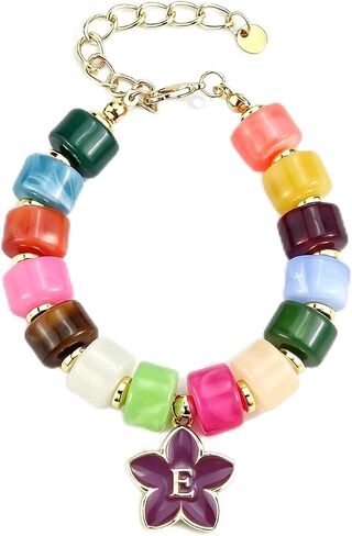 Bohemian Initial Beaded Bracelets for Women Waterproof Chunky Colorful Letter Resin Bead Bracelets Adjustable Beaded Statement Bracelet Summer Beach Jewelry in Kuwait