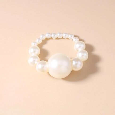 Acrylic Chunky Gold Beaded Bracelet for Women,Extra Big Round Ball Bead Chain Stretch Bracelet,Exaggerated Faux Pearl Bracelets Prom Party Jewelry in Kuwait