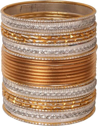 Touchstone Indian bangles for women bollywood desi jewelry chunky texture alloy metal stones multi stacking bangle bracelets chudiyan set bridal wedding guest outfit accessories. in Kuwait