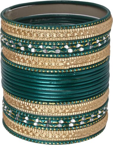 Touchstone Indian bangles for women bollywood desi jewelry chunky texture alloy metal stones multi stacking bangle bracelets chudiyan set bridal wedding guest outfit accessories. in Kuwait