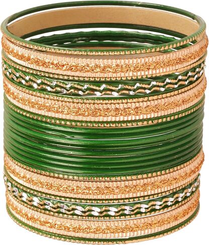 Touchstone Indian bangles for women bollywood desi jewelry chunky texture alloy metal stones multi stacking bangle bracelets chudiyan set bridal wedding guest outfit accessories. in Kuwait