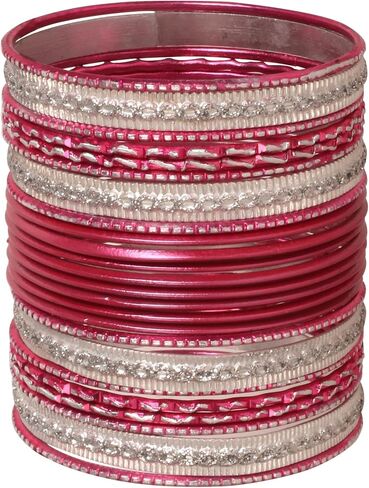 Touchstone Indian bangles for women bollywood desi jewelry chunky texture alloy metal stones multi stacking bangle bracelets chudiyan set bridal wedding guest outfit accessories. in Kuwait