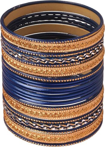 Touchstone Indian bangles for women bollywood desi jewelry chunky texture alloy metal stones multi stacking bangle bracelets chudiyan set bridal wedding guest outfit accessories. in Kuwait
