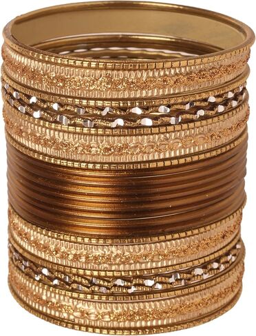 Touchstone Indian bangles for women bollywood desi jewelry chunky texture alloy metal stones multi stacking bangle bracelets chudiyan set bridal wedding guest outfit accessories. in Kuwait