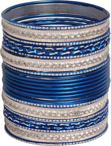 Touchstone Indian bangles for women bollywood desi jewelry chunky texture alloy metal stones multi stacking bangle bracelets chudiyan set bridal wedding guest outfit accessories. in Kuwait