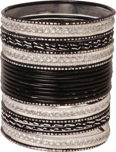 Touchstone Indian bangles for women bollywood desi jewelry chunky texture alloy metal stones multi stacking bangle bracelets chudiyan set bridal wedding guest outfit accessories. in Kuwait