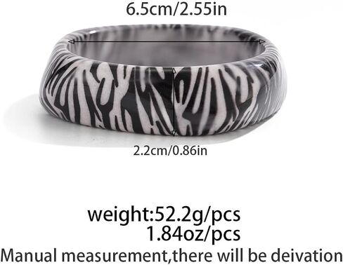 WJR Bohemian Exaggerated Irregular Geometric Acrylic Resin Bangle Bracele Handmade Chunky Zebra Leopard Pattern Round Square Wide Wristband Bracelet for Women in Saudi Arabia
