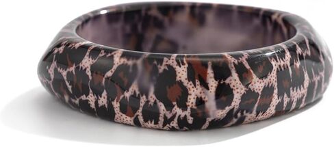 WJR Bohemian Exaggerated Irregular Geometric Acrylic Resin Bangle Bracele Handmade Chunky Zebra Leopard Pattern Round Square Wide Wristband Bracelet for Women in Saudi Arabia