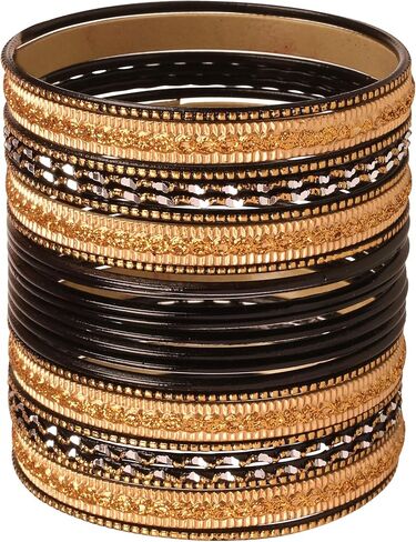 Touchstone Indian bangles for women bollywood desi jewelry chunky texture alloy metal stones multi stacking bangle bracelets chudiyan set bridal wedding guest outfit accessories. in Kuwait