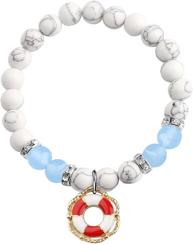 WSNANG Lifeguard Gift Life Ring Charm Bracelet Lifeguard Appreciation Gift Life Preserver Gift Guard Teacher Gift for Woman in Kuwait