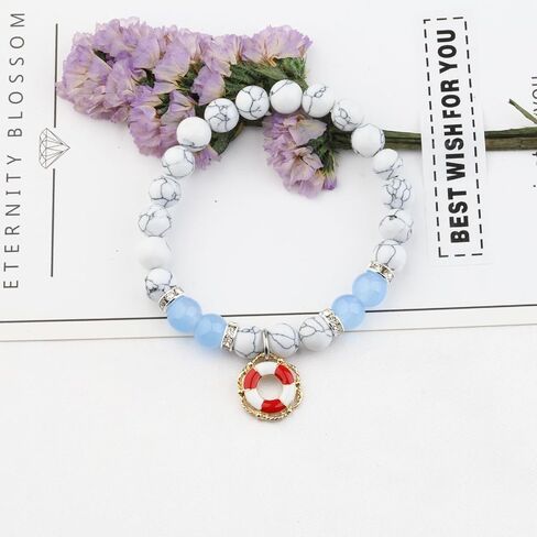 WSNANG Lifeguard Gift Life Ring Charm Bracelet Lifeguard Appreciation Gift Life Preserver Gift Guard Teacher Gift for Woman in Kuwait