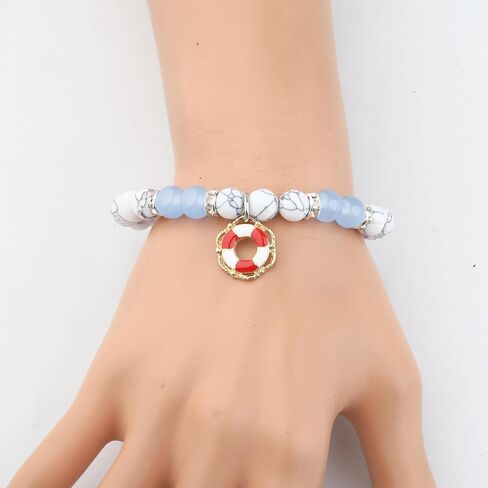 WSNANG Lifeguard Gift Life Ring Charm Bracelet Lifeguard Appreciation Gift Life Preserver Gift Guard Teacher Gift for Woman in Kuwait