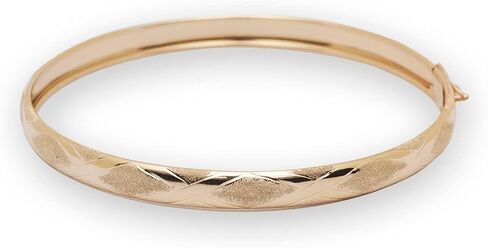 JewelryWeb Solid 10k Satin/Polish Gold 7-inch or 8-inch X-design Bangle Bracelet for Women in Kuwait