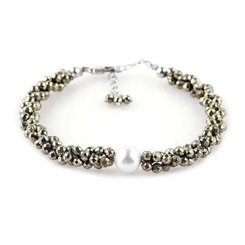 CRYSTALIS Natural Sea Aquamarine Beads Twisted Rope Bracelet with Elegant Pearl, High Grade Gemstones, Chakra Healing Stones, Gift Giving Womens Jewelry, 925 Sterling Silver Bracelet 8 inch in Kuwait
