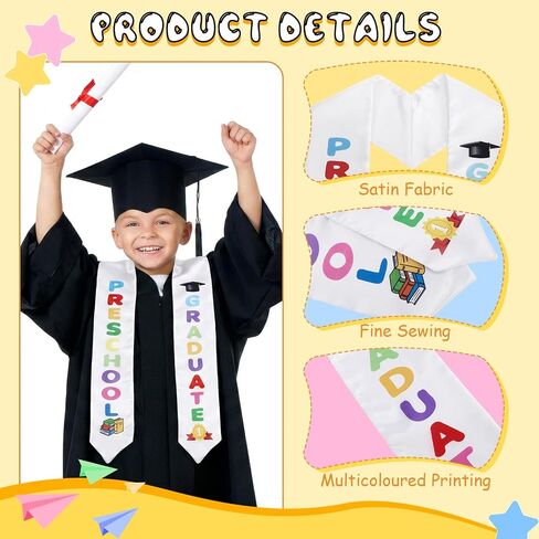 JATEBI 18 PCS Preschool Graduation Stole Kids Graduate Sash 2026 Kindergarten Gifts Unisex Grad Sash in Kuwait