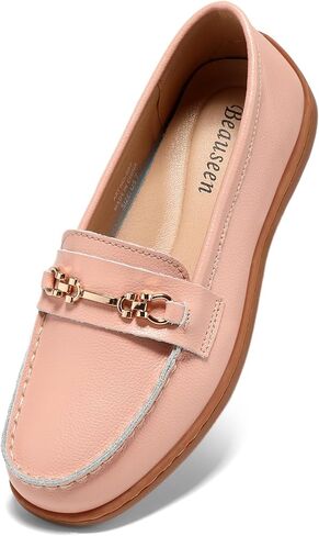 BEAUSEEN Women's Leather Penny Loafer Slip-ons Comfortable & Lightweight Cute Driving Mocs for Women Business Casual Dress Shoes in Saudi Arabia