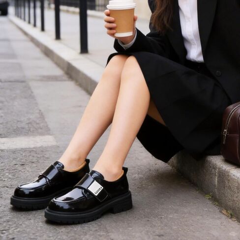 Chunky Loafers for Women Penny Platform Loafers Slip-ons Round Toe Comfortable Luxury Business Office Dress Breathable Non-Slip Ladies Casual Shoes Heeled Work Shoes in Saudi Arabia