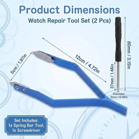 2pcs Watch Band Tool Set, Spring Bar Tool, Watch Tweezers, Professional Repair Kit for Maintenance and Band Replacement, Blue in Saudi Arabia