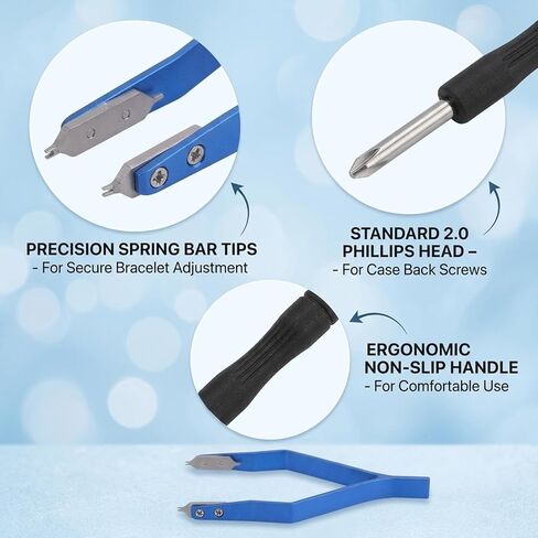 2pcs Watch Band Tool Set, Spring Bar Tool, Watch Tweezers, Professional Repair Kit for Maintenance and Band Replacement, Blue in Saudi Arabia