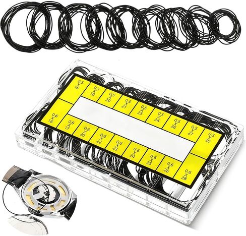 cobee 210 Pcs O Ring Watch Gasket, 18 Size Rubber Seal Gaskets 0.5/0.6mm Thickness O Ring Watches Backs Cover Watches Sealing Rings for Watch Repair Replacement in Kuwait