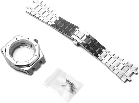 41mm Stainless Steel Watch Case Watch Strap Band Skin Cover for NH35/NH36/4R36 Movement (Watch Case Kit + Watch Band) in Kuwait