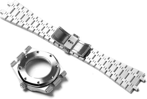 41mm Stainless Steel Watch Case Watch Strap Band Skin Cover for NH35/NH36/4R36 Movement (Watch Case Kit + Watch Band) in Kuwait
