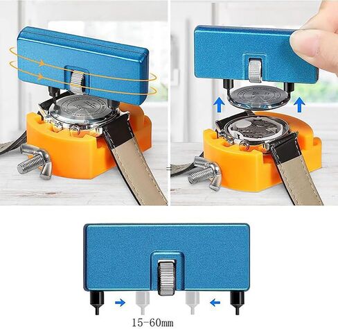 Watch Battery Replacement Tool Kit, Back Remover with Holder, Case Opener Set for Grooved Watches in Saudi Arabia