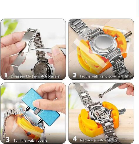 Watch Battery Replacement Tool Kit, Back Remover with Holder, Case Opener Set for Grooved Watches in Saudi Arabia