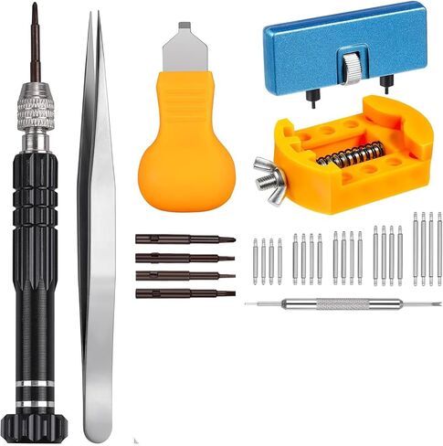 Watch Battery Replacement Kit with Back Case Opener, Spring Bar Tool, Tweezers, and Pins,Watch Repair Screwdriver, Watch Band Replacement Tool in Saudi Arabia