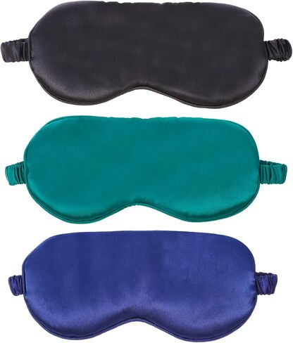 3 Pcs Silk Sleep Mask, Smooth Soft Satin Eye Covers, Sleeping Eye Mask, Elastic Blackout Sleep Mask & Blindfold for Full Night's Sleep,Travel and Nap (Dark Green) in Kuwait