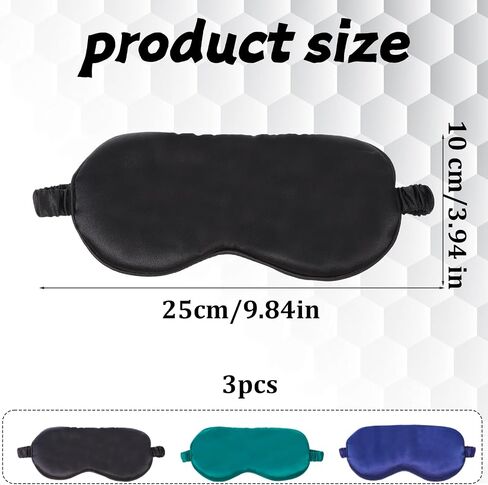 3 Pcs Silk Sleep Mask, Smooth Soft Satin Eye Covers, Sleeping Eye Mask, Elastic Blackout Sleep Mask & Blindfold for Full Night's Sleep,Travel and Nap (Dark Green) in Kuwait