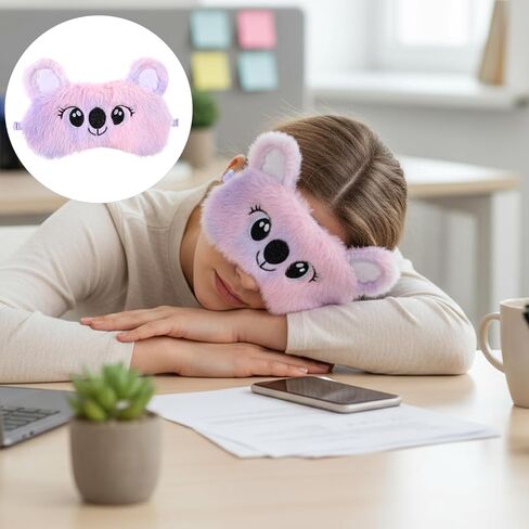 Kids Sleep Mask, 3 Pcs Cute Cat Sleeping Eye Mask Colorful Soft Plush Eye Covers for Sleeping Comfortable Funny Animal Night EyeMasks for Women Girls Home Travel in Saudi Arabia