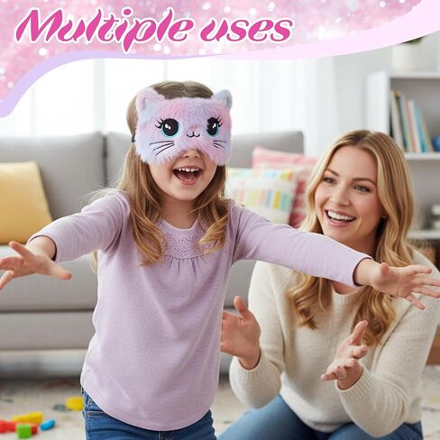 Kids Sleep Mask, 3 Pcs Cute Cat Sleeping Eye Mask Colorful Soft Plush Eye Covers for Sleeping Comfortable Funny Animal Night EyeMasks for Women Girls Home Travel in Saudi Arabia