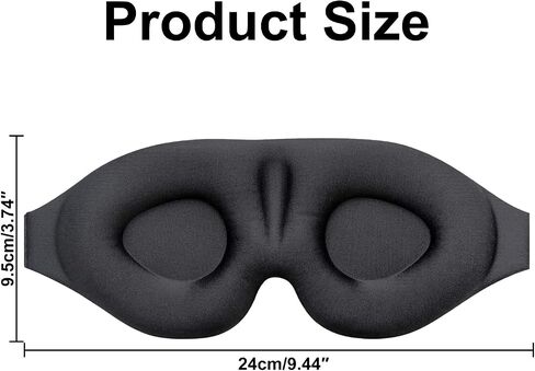 Sleep Mask for Side Sleeper with Adjustable Strap, Complete Light Blocking 3D Sleeping Eye Mask for Total Blackout, Soft & Breathable for Travel Office Home Use, Black in Kuwait