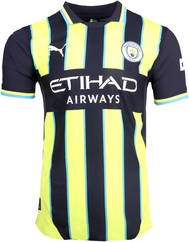 PUMA Mens Manchester City F.C. Away Collared Short Sleeve Jersey Soccer Cleats - Blue in Kuwait