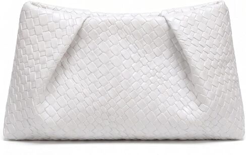 Womens Woven Clutch Purse Oversized PU Leather Evening Bag Plicated Handbag for Wedding Party Prom Date in Saudi Arabia